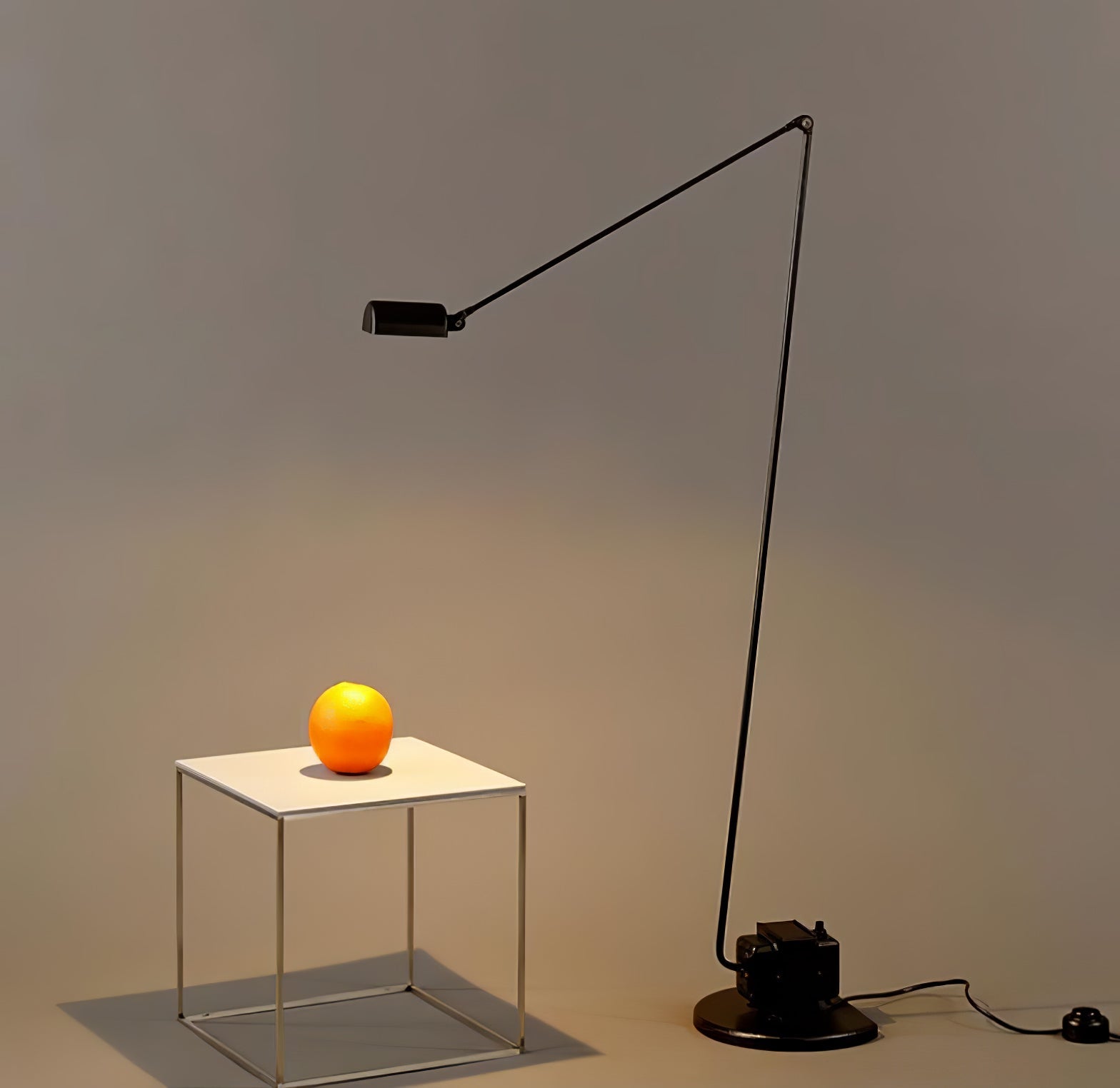 Dynamo Adjustable Arm LED Floor Lamp with Rotating Metal Diffuser and Cylindrical Base Standing Light