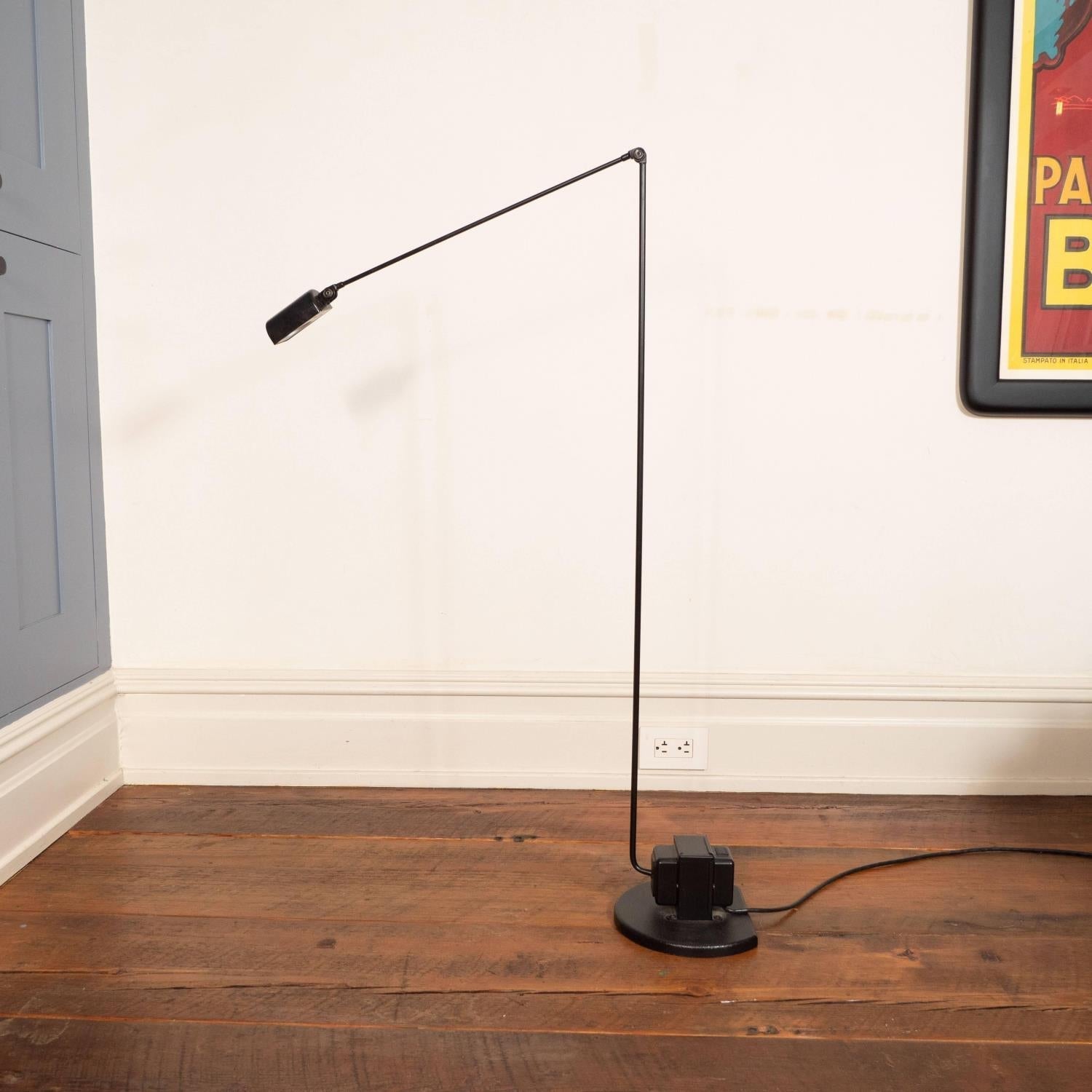 Dynamo Adjustable Arm LED Floor Lamp with Rotating Metal Diffuser and Cylindrical Base Standing Light