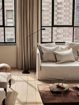 Dynamo Adjustable Arm LED Floor Lamp with Rotating Metal Diffuser and Cylindrical Base Standing Light