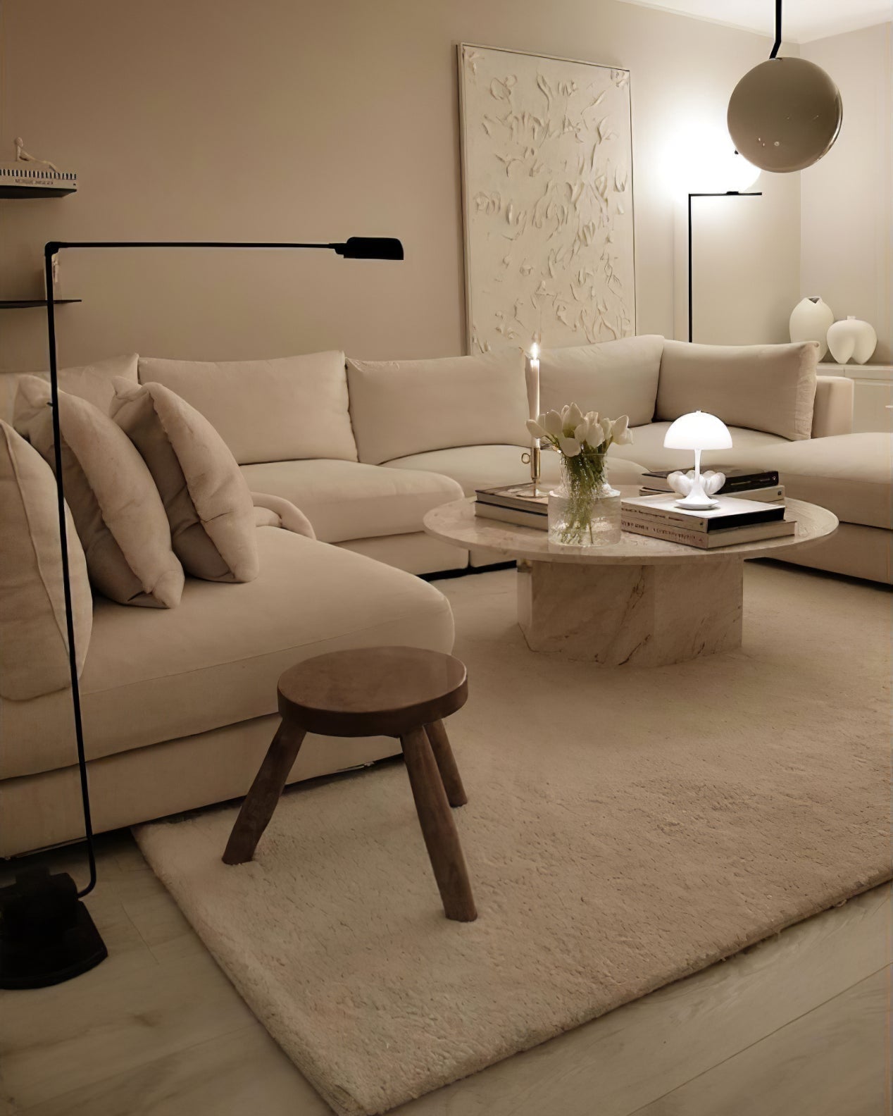 Dynamo Adjustable Arm LED Floor Lamp with Rotating Metal Diffuser and Cylindrical Base Standing Light
