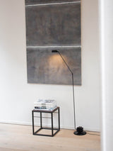 Dynamo Adjustable Arm LED Floor Lamp with Rotating Metal Diffuser and Cylindrical Base Standing Light