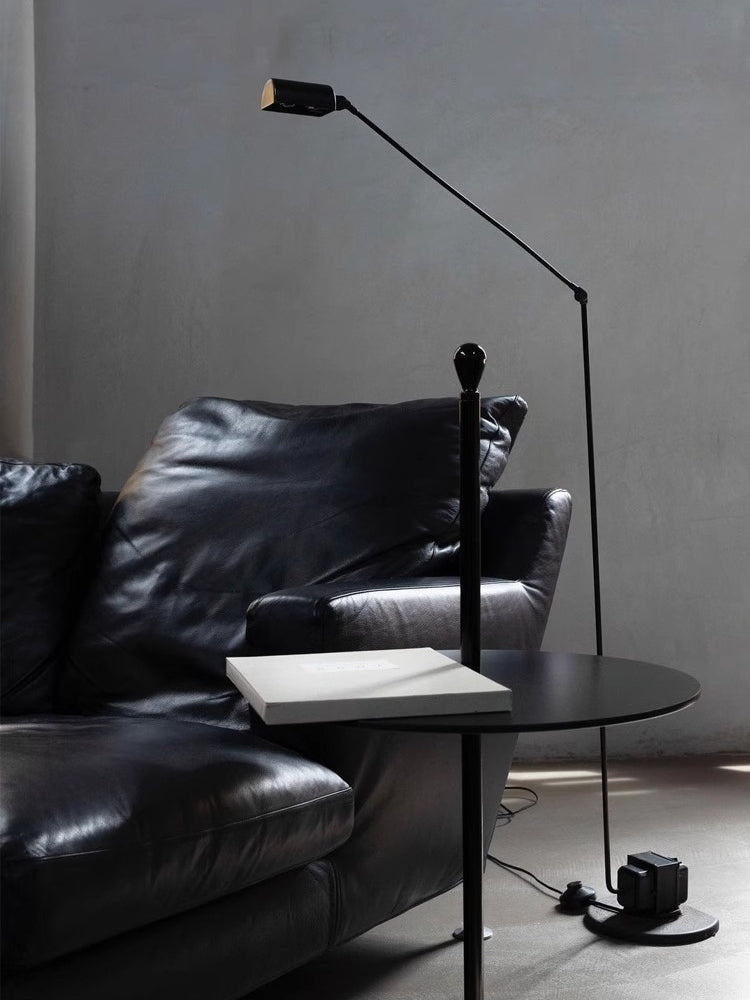 Dynamo Adjustable Arm LED Floor Lamp with Rotating Metal Diffuser and Cylindrical Base Standing Light