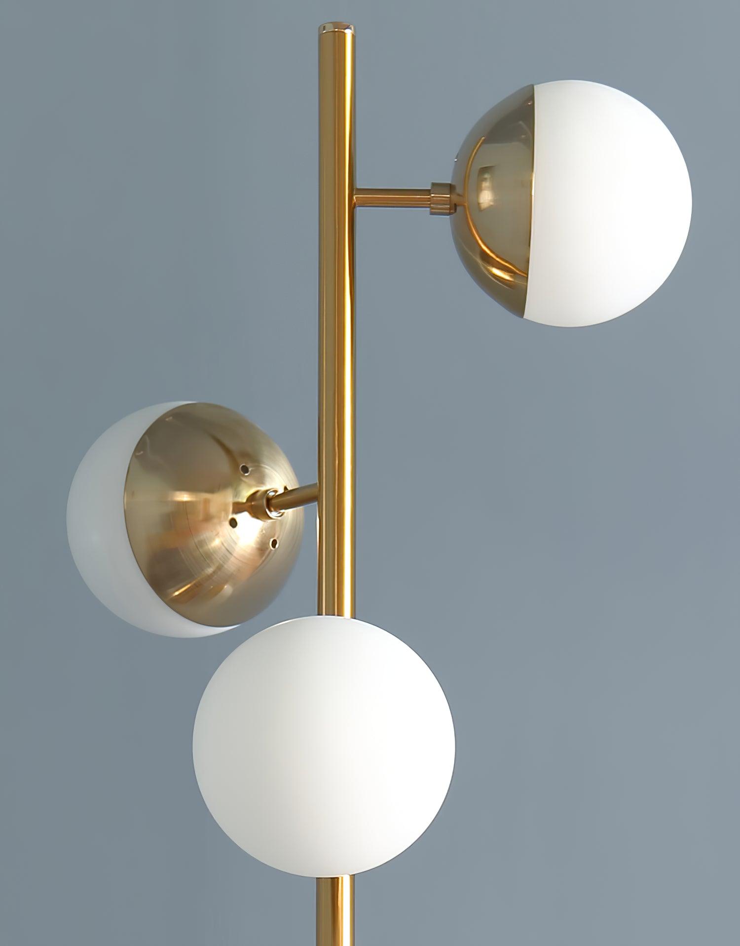 Modern LED Tree Standing Floor Lamp with Frosted Glass Globes and Gold Finish