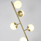 Modern LED Tree Standing Floor Lamp with Frosted Glass Globes and Gold Finish