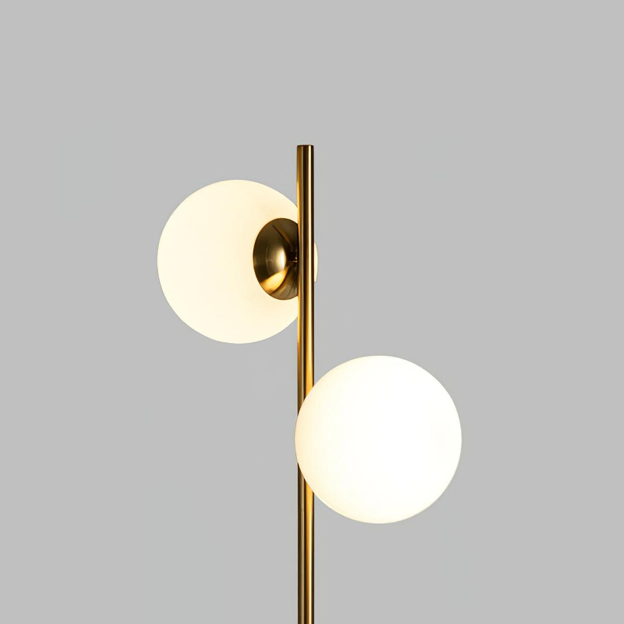 Modern LED Tree Standing Floor Lamp with Frosted Glass Globes and Gold Finish