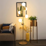 Modern LED Tree Standing Floor Lamp with Frosted Glass Globes and Gold Finish