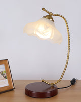 Vintage Pleated Shade Table Lamp with Walnut Base and Gold Accents for Modern Bedrooms