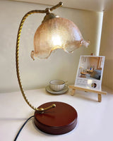 Vintage Pleated Shade Table Lamp with Walnut Base and Gold Accents for Modern Bedrooms