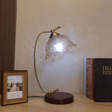 Vintage Pleated Shade Table Lamp with Walnut Base and Gold Accents for Modern Bedrooms