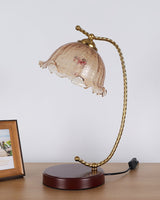 Vintage Pleated Shade Table Lamp with Walnut Base and Gold Accents for Modern Bedrooms