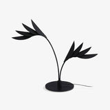 Modern Double Leaf Metal Table Lamp with Botanical Design in Black Finish for Office and Bedroom
