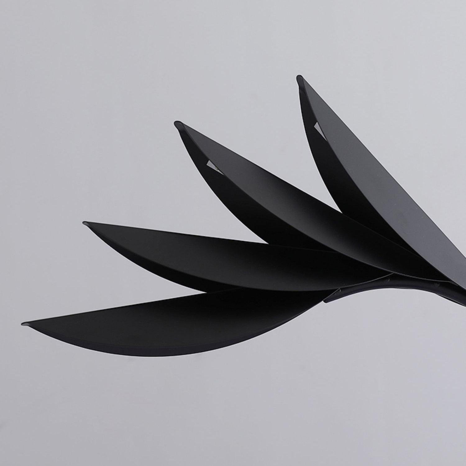 Modern Double Leaf Metal Table Lamp with Botanical Design in Black Finish for Office and Bedroom