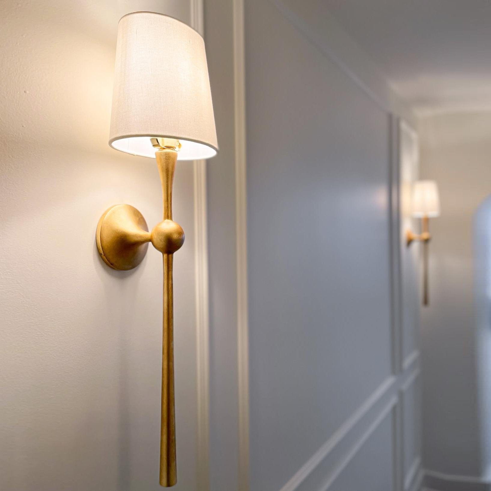 trumpet-style-dover-tail-wall-sconce-with-fabric-shade-for-living-room