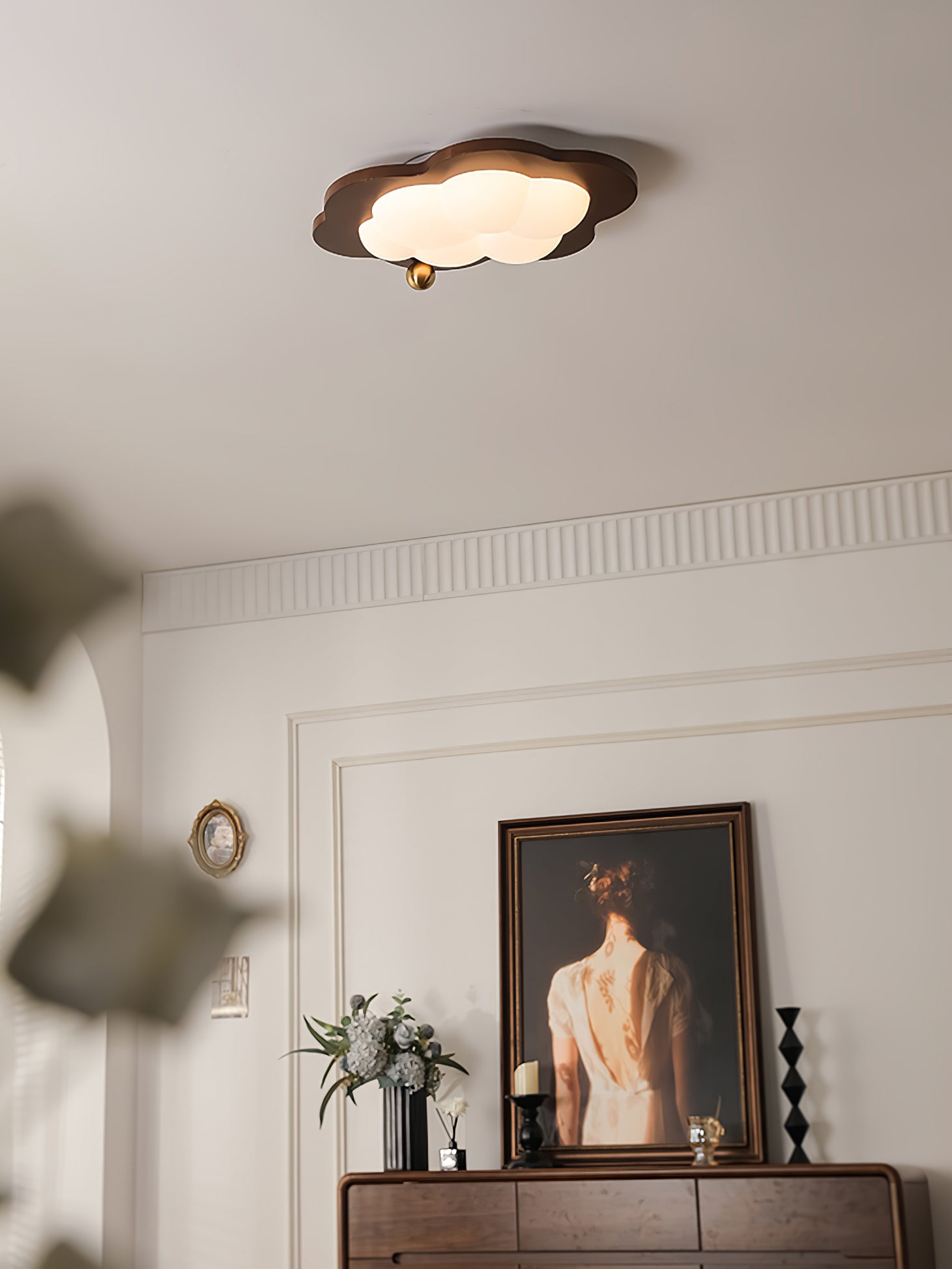 Dreamscape Walnut Wood LED Ceiling Light for Kids Room Cloud Heart Star Shapes
