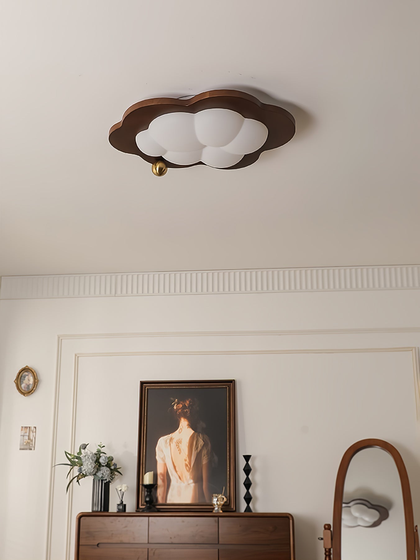 Dreamscape Walnut Wood LED Ceiling Light for Kids Room Cloud Heart Star Shapes