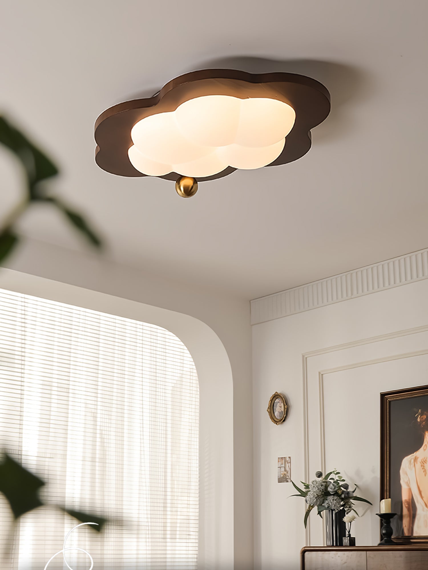Dreamscape Walnut Wood LED Ceiling Light for Kids Room Cloud Heart Star Shapes