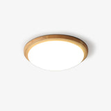 Modern Rubberwood Drum Flush Mount Ceiling Light for Minimalist Living Spaces