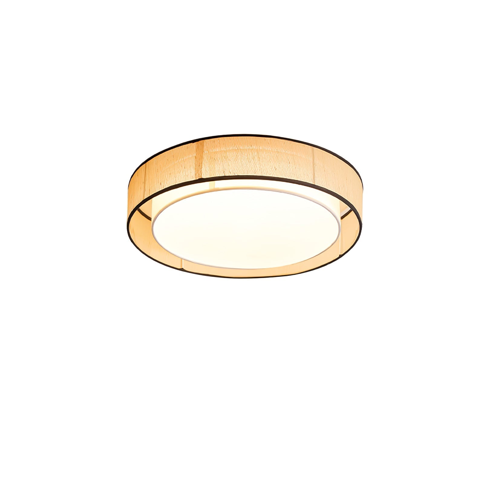 Modern Drum Flush Mount Ceiling Light with Beige Linen Shade and Integrated LED