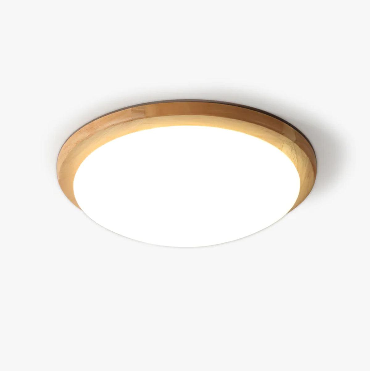 Modern Rubberwood Drum Flush Mount Ceiling Light for Minimalist Living Spaces