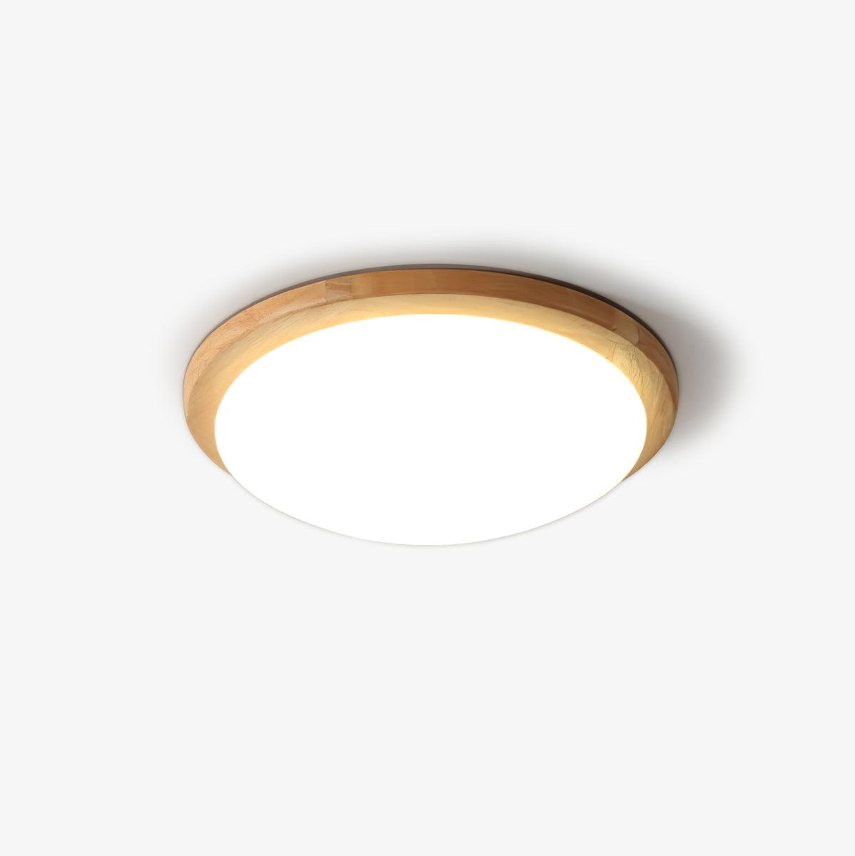 Modern Rubberwood Drum Flush Mount Ceiling Light for Minimalist Living Spaces