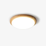 Modern Rubberwood Drum Flush Mount Ceiling Light for Minimalist Living Spaces