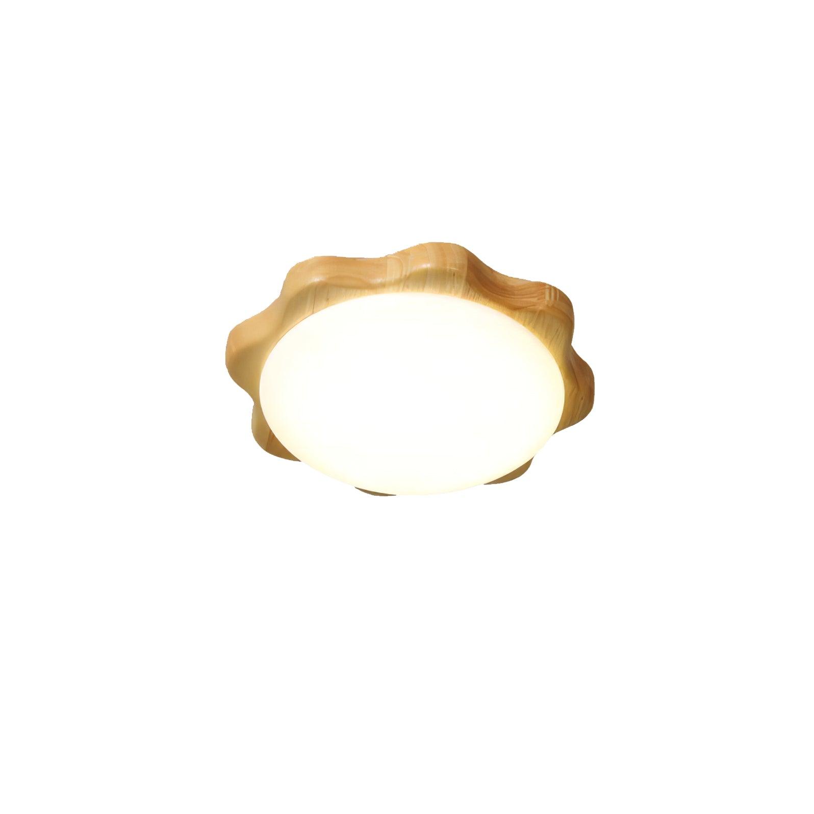 Modern Rubberwood Drum Flush Mount Ceiling Light for Minimalist Living Spaces