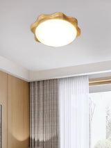 Modern Rubberwood Drum Flush Mount Ceiling Light for Minimalist Living Spaces