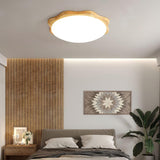 Modern Rubberwood Drum Flush Mount Ceiling Light for Minimalist Living Spaces
