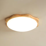 Modern Rubberwood Drum Flush Mount Ceiling Light for Minimalist Living Spaces