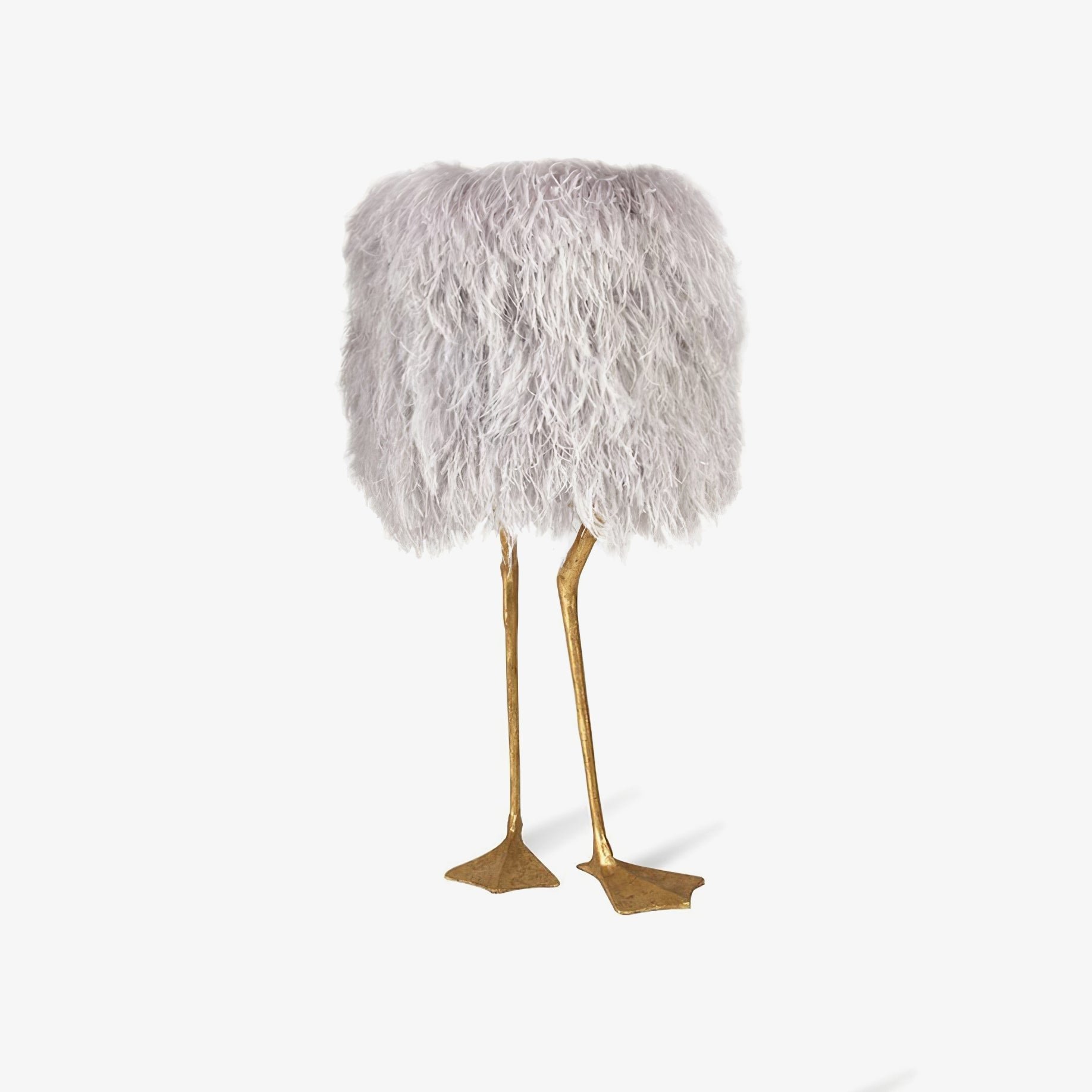Antique Brass Duck Feet Table Lamp with Natural Feather Shade for Bedroom Decor