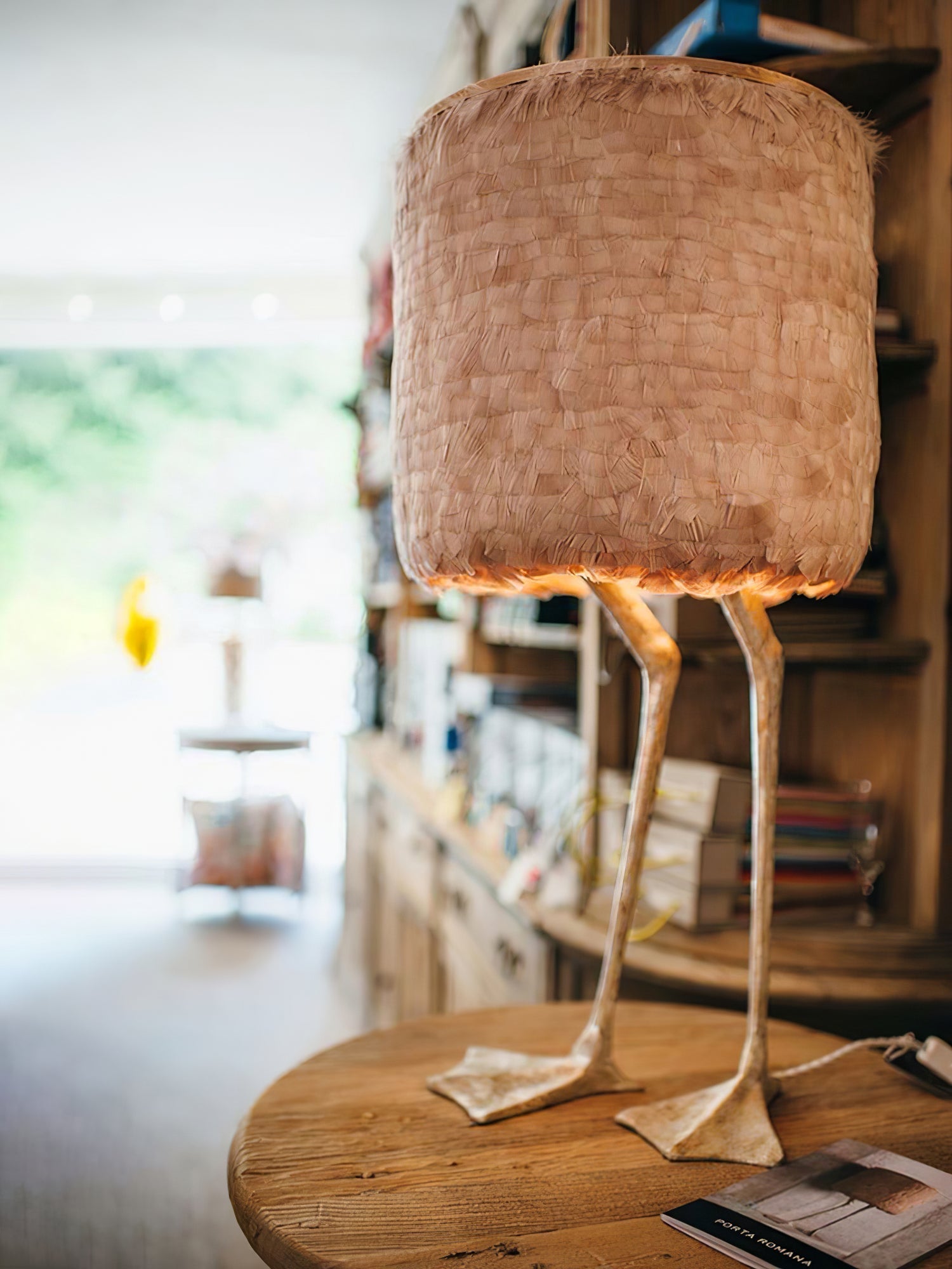 Antique Brass Duck Feet Table Lamp with Natural Feather Shade for Bedroom Decor