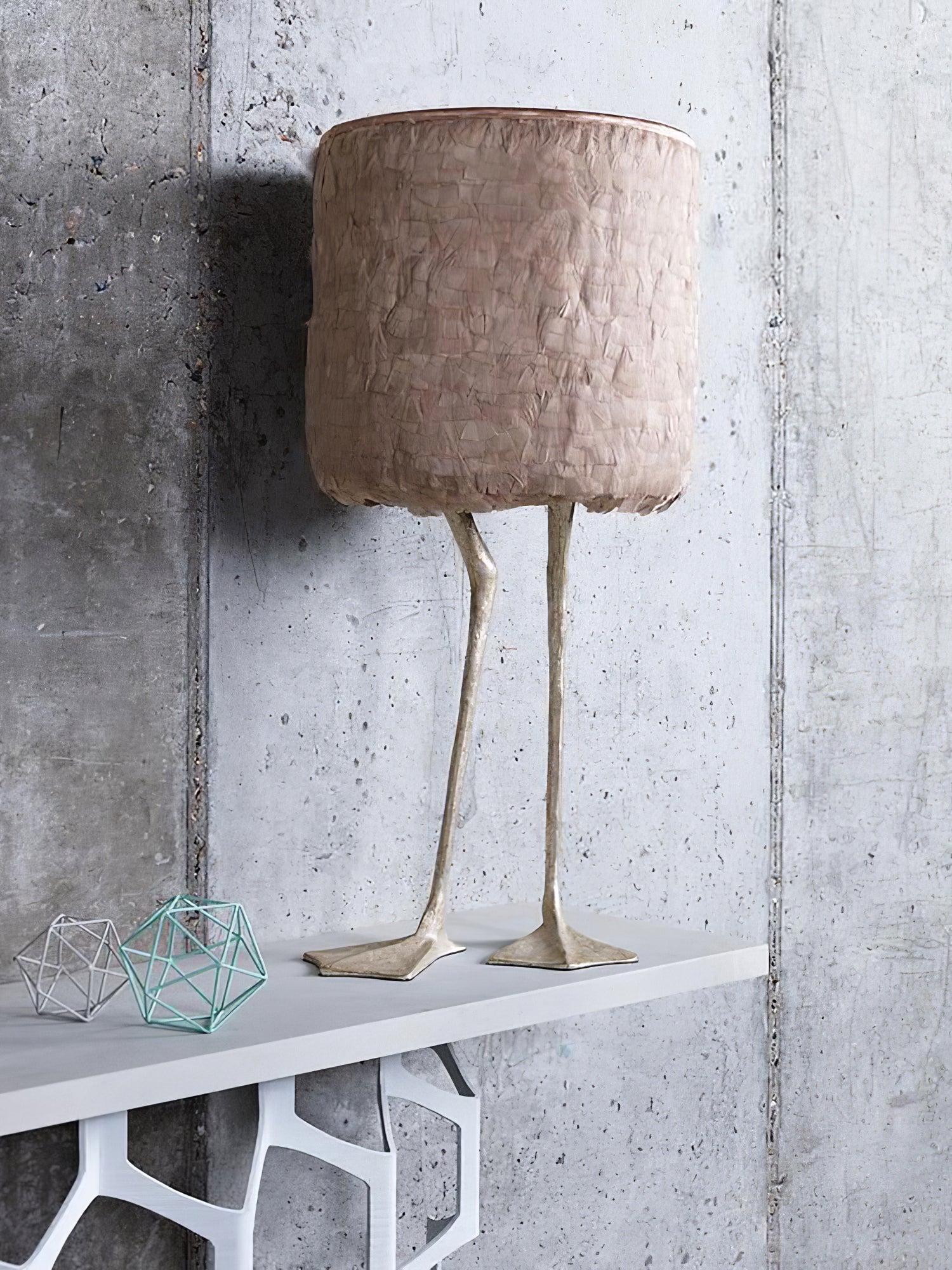 Antique Brass Duck Feet Table Lamp with Natural Feather Shade for Bedroom Decor
