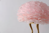 Antique Brass Duck Feet Table Lamp with Natural Feather Shade for Bedroom Decor