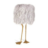 Antique Brass Duck Feet Table Lamp with Natural Feather Shade for Bedroom Decor
