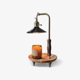 Vintage Wood and Leather Candle Warmer Table Lamp for Bedside and Desk Lighting