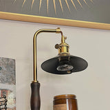 Vintage Wood and Leather Candle Warmer Table Lamp for Bedside and Desk Lighting