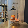 Vintage Wood and Leather Candle Warmer Table Lamp for Bedside and Desk Lighting