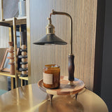 Vintage Wood and Leather Candle Warmer Table Lamp for Bedside and Desk Lighting