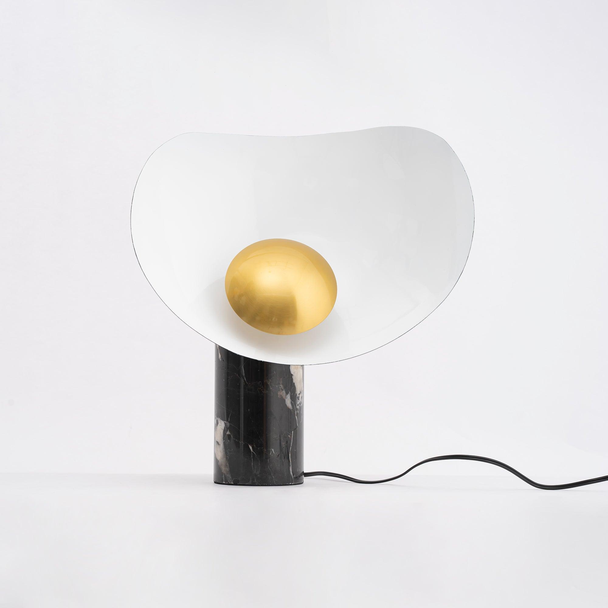 Elegant Modern Marble and Metal Sculptural Table Lamp for Reading