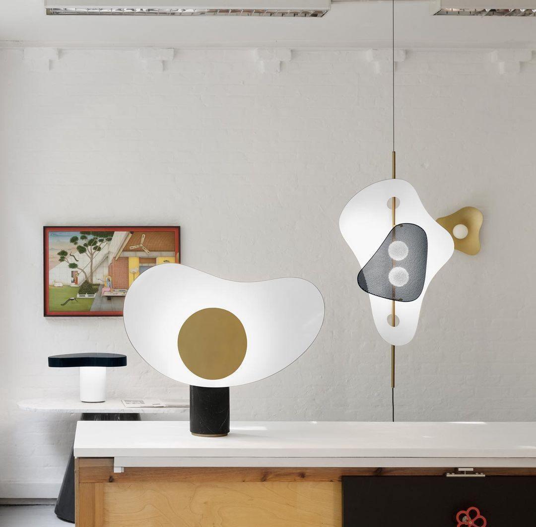 Elegant Modern Marble and Metal Sculptural Table Lamp for Reading