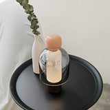 Portable Rechargeable LED Table Lamp with Smoke Grey Glass Shade for Modern Bedrooms