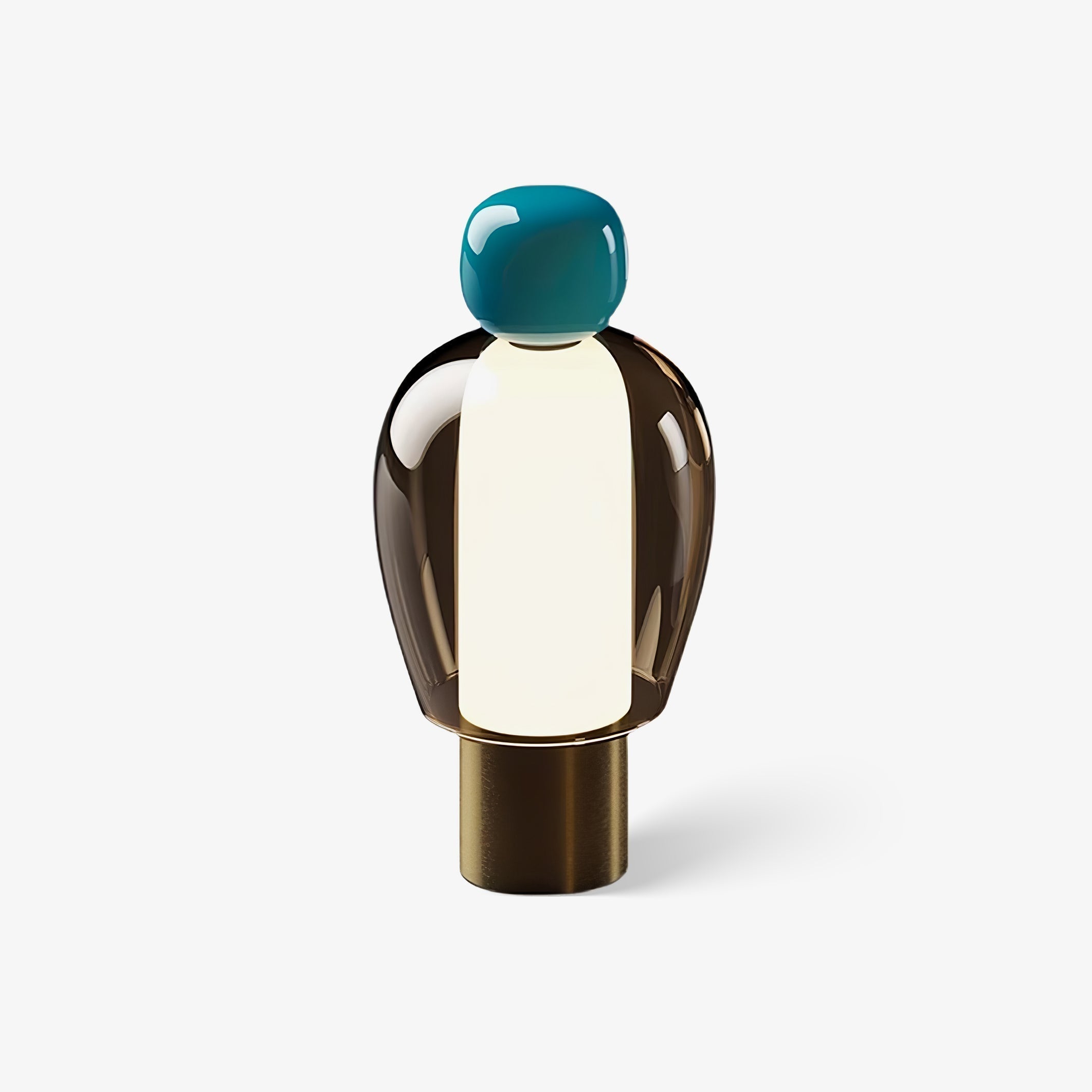 Portable Rechargeable LED Table Lamp with Smoke Grey Glass Shade for Modern Bedrooms