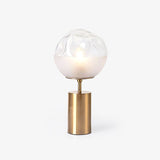 Modern Gold Metal Table Lamp with White Glass Sphere Shade for Bedside and Desk Lighting