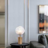 Modern Gold Metal Table Lamp with White Glass Sphere Shade for Bedside and Desk Lighting