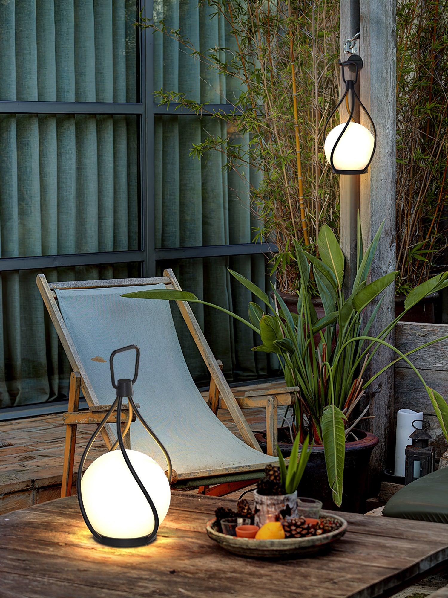 Modern Rechargeable LED Orb Lantern Portable Stainless Steel Table Lamp for Indoor Outdoor Use