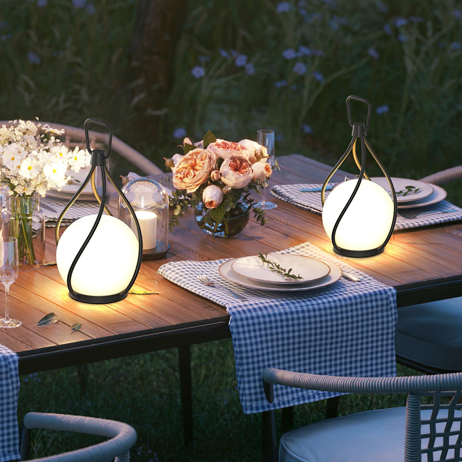 Modern Rechargeable LED Orb Lantern Portable Stainless Steel Table Lamp for Indoor Outdoor Use