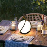 Modern Rechargeable LED Orb Lantern Portable Stainless Steel Table Lamp for Indoor Outdoor Use