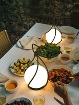 Modern Rechargeable LED Orb Lantern Portable Stainless Steel Table Lamp for Indoor Outdoor Use