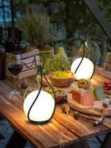 Modern Rechargeable LED Orb Lantern Portable Stainless Steel Table Lamp for Indoor Outdoor Use