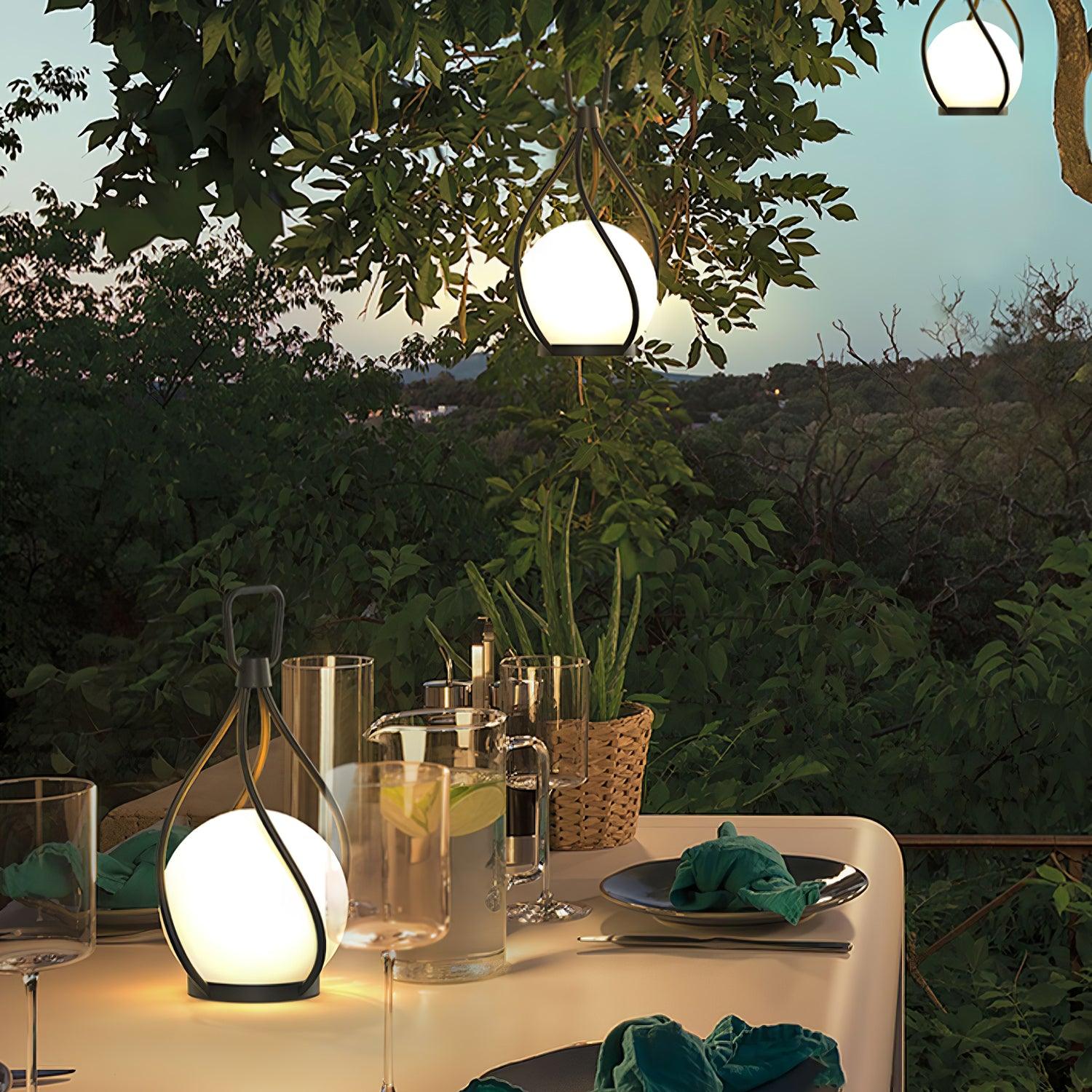 Modern Rechargeable LED Orb Lantern Portable Stainless Steel Table Lamp for Indoor Outdoor Use